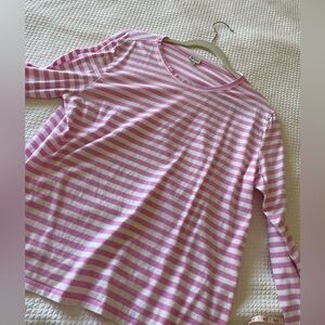 Kule pink and white striped shirt